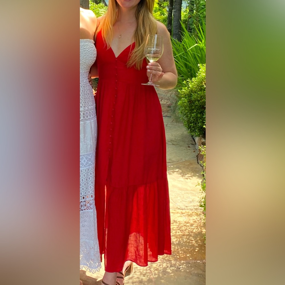 A&F Women’s Linen-Blend Button-Through Maxi Dress